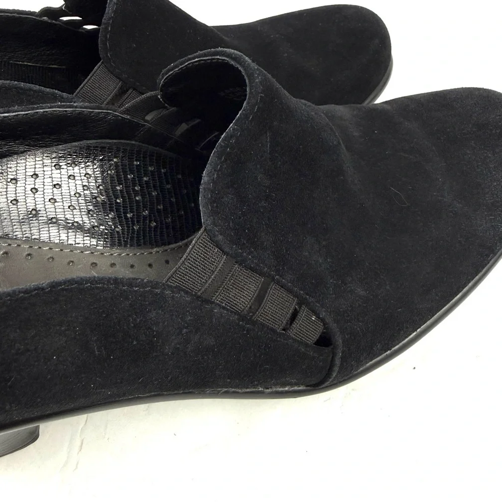 Dansko Raphael Shoes 40‎ Black Suede Leather Slip On Clog Wedge Work Classic
